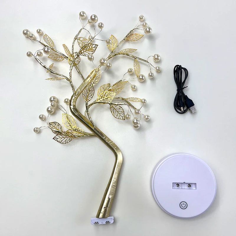 "Decorative LED Tabletop Tree Lamp - Versatile Lighting Solution for Bedroom, Home, and Parties - USB or AA Battery Powered"