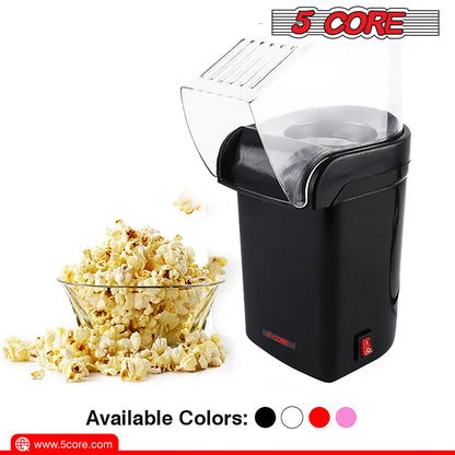 5 Core Popcorn Machine Black Capacity 16 Cups Hot Air Popcorn Popper Maker Compact Mini Pop Corn Machine - POP B