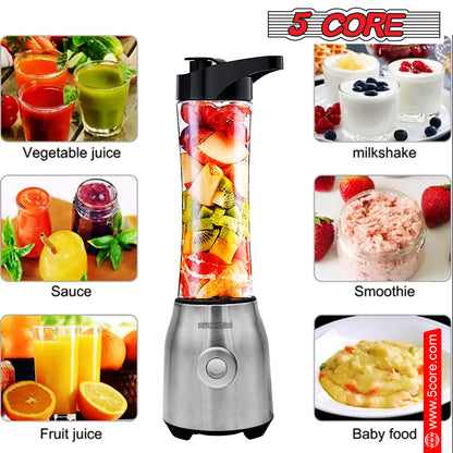 5 Core Personal Blender 20 Oz Capacity BPA Free Food Processor W 600Ml Portable Travel Bottle 300W Electric Motor Powerful Food Processor -5C 521