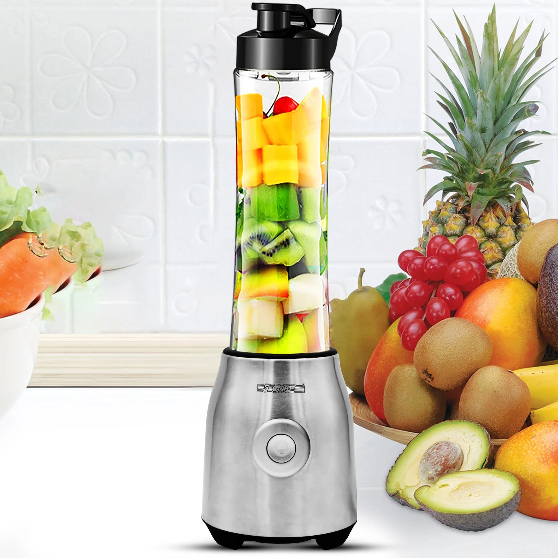 5 Core Personal Blender 20 Oz Capacity BPA Free Food Processor W 600Ml Portable Travel Bottle 300W Electric Motor Powerful Food Processor -5C 521