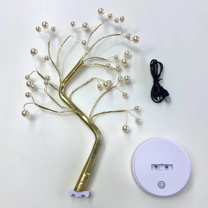 "Decorative LED Tabletop Tree Lamp - Versatile Lighting Solution for Bedroom, Home, and Parties - USB or AA Battery Powered"