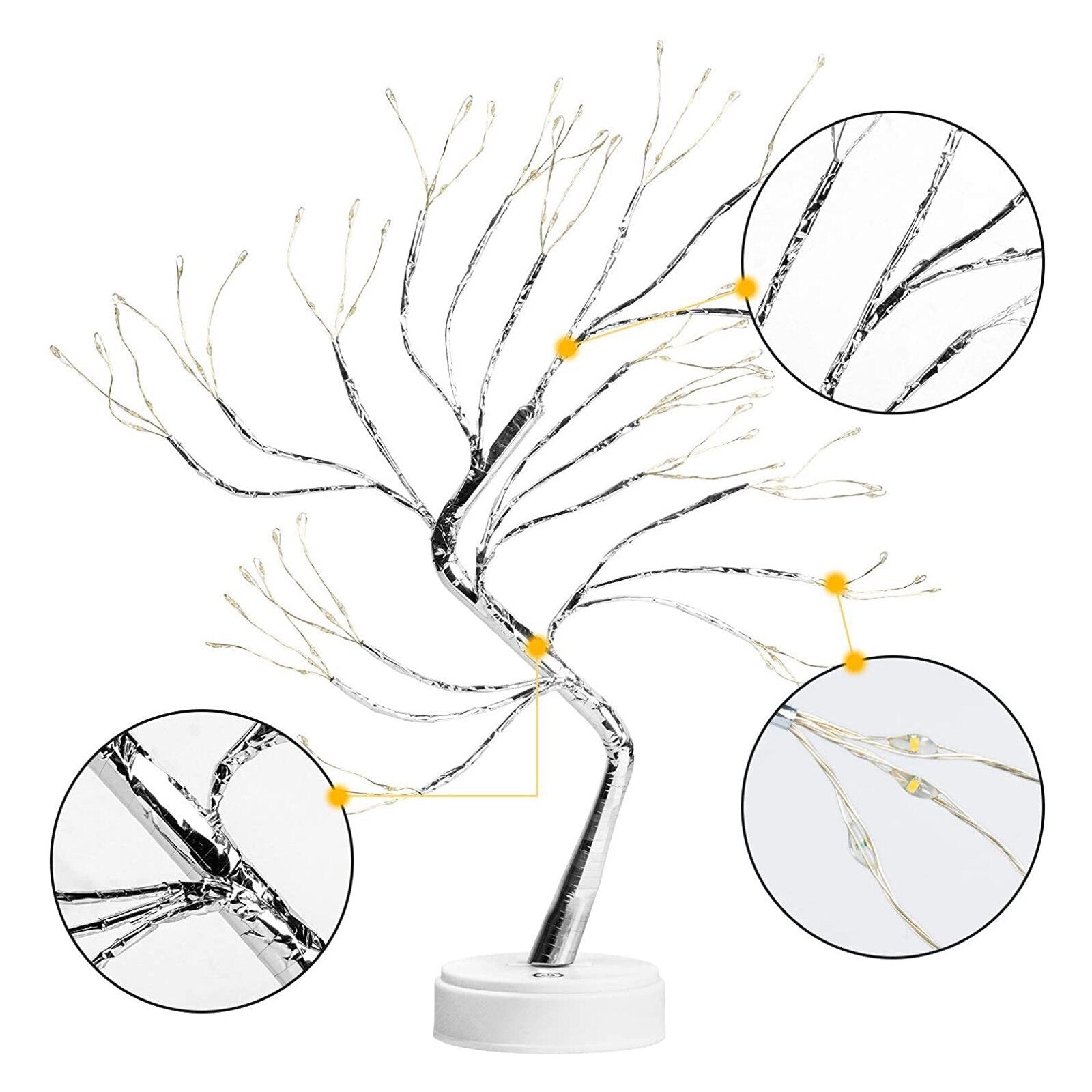 "Decorative LED Tabletop Tree Lamp - Versatile Lighting Solution for Bedroom, Home, and Parties - USB or AA Battery Powered"