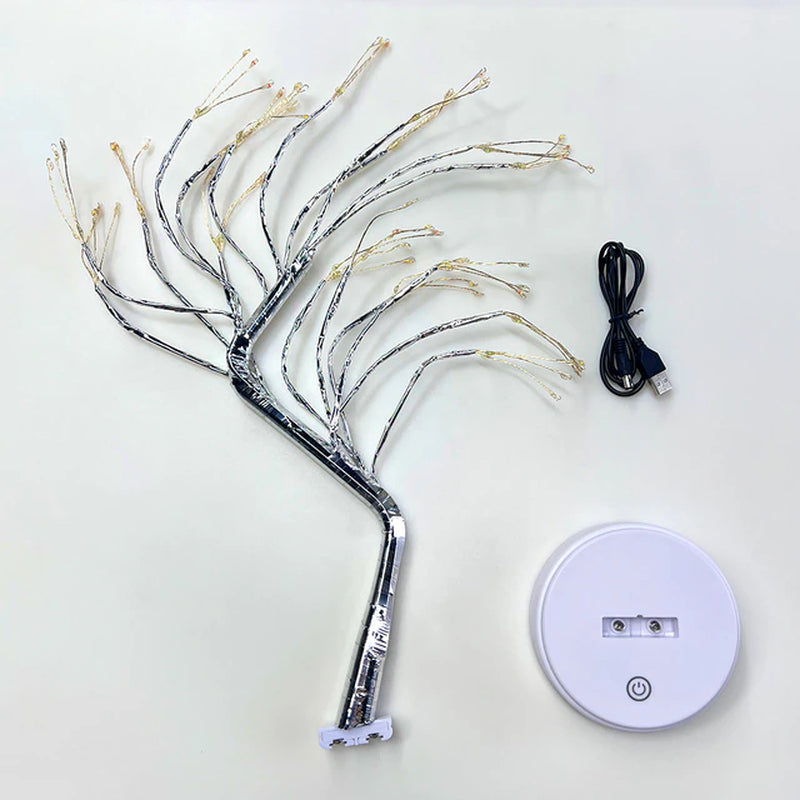 "Decorative LED Tabletop Tree Lamp - Versatile Lighting Solution for Bedroom, Home, and Parties - USB or AA Battery Powered"